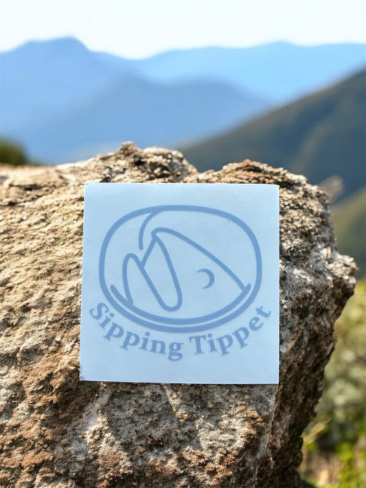 Blue Sipping Tippet Sticker - 3x3 - Transparent/Glossy